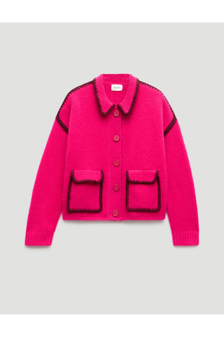 Wool Blend Whipstitch Trim Shirt Jacket, Alternate, color, Magenta Pink