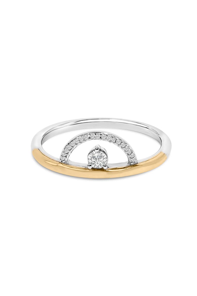 14K Yellow Gold Plated Sterling Silver 1/10 Cttw Diamond Arc Ring, Main, color, Yellow Gold over Silver