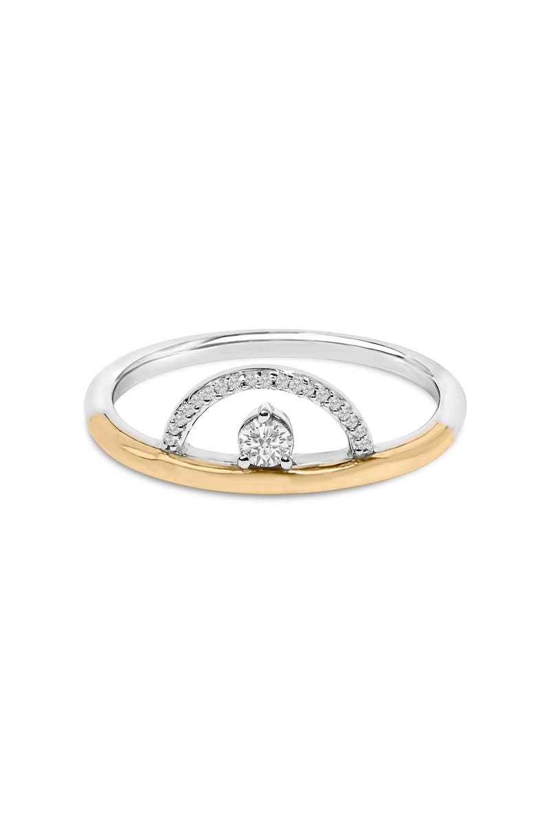 Haus of Brilliance 14K Yellow Gold Plated Sterling Silver 1/10 Cttw Diamond Arc Ring, Main, color, Yellow Gold Over Silver