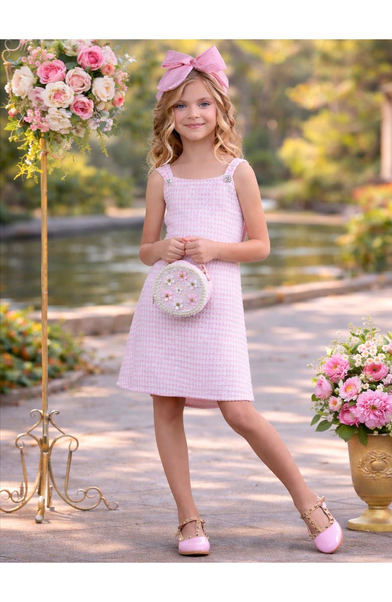 Mia Belle Girls Charm Double Bow Spring Dress, Alternate, color, Pink