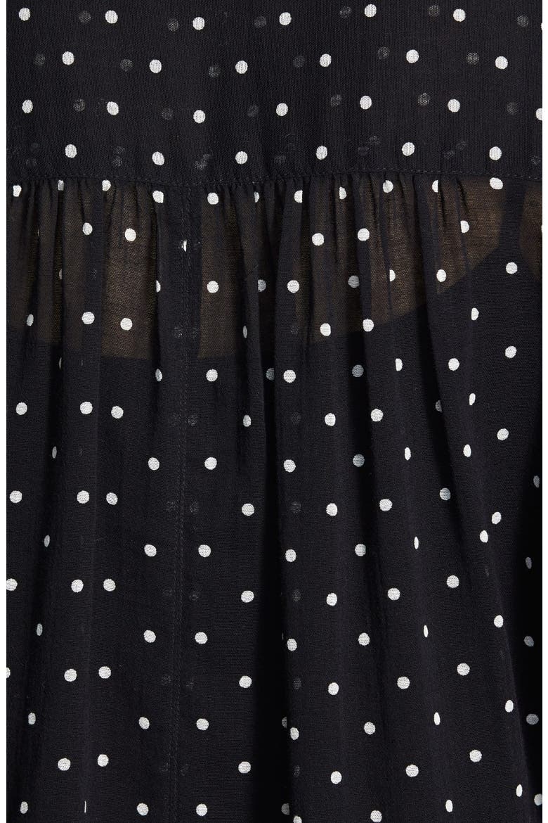 Shirred Dot Print Shirt, Alternate, color, WHITE BLACK