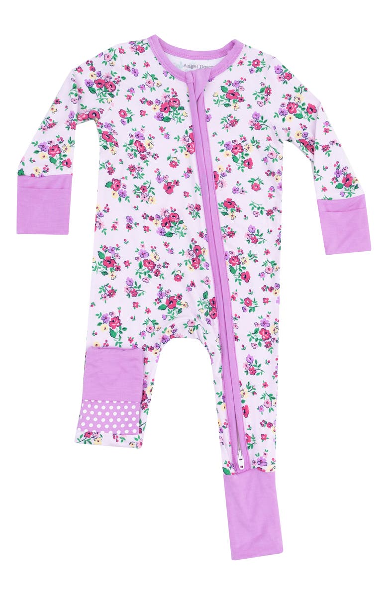 Angel Dear Preppy Rose Print Convertible Zip Romper, Main, color, 
