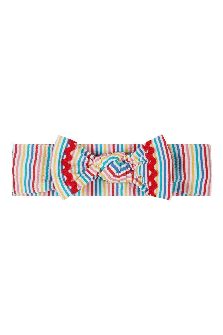 Three-Piece Ruffle Trim Bikini & Headband Set, Alternate, color, RAINBOW