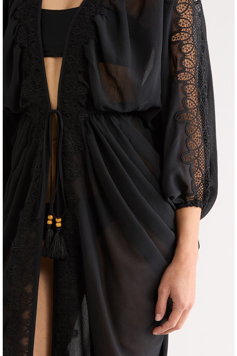Bernice Lace Trim Cover-Up, Alternate, color, BLACK