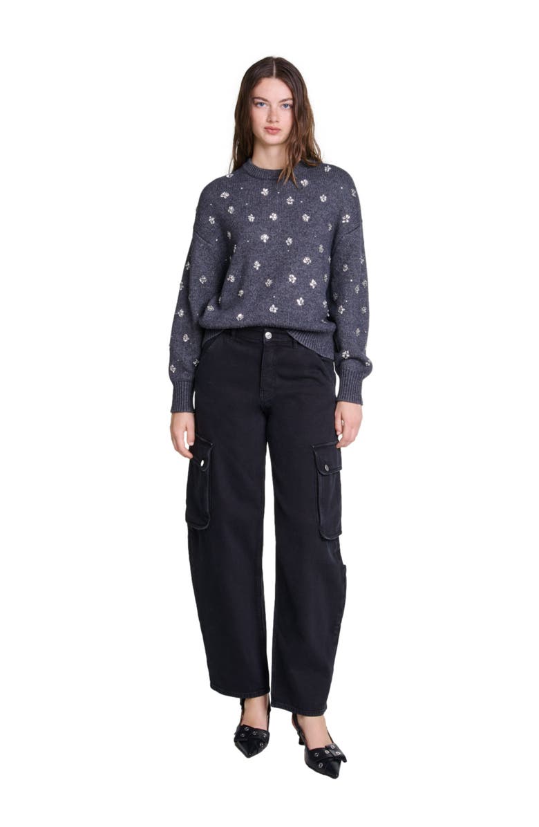 maje Knitted sweater with rhinestones, Main, color, 