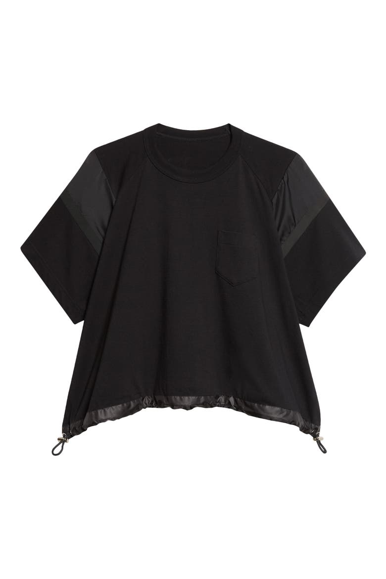 Oversize Satin & Cotton Jersey T-Shirt, Alternate, color, BLACK/ BLACK