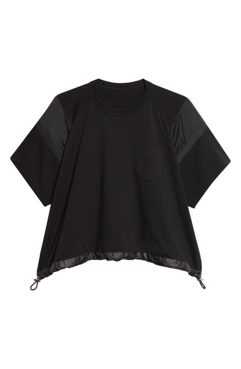 Oversize Satin & Cotton Jersey T-Shirt