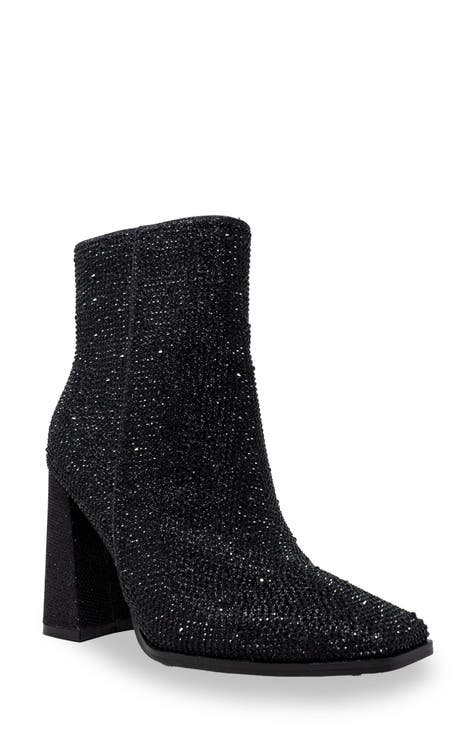 Rhinestone Block Heel Bootie (Women)