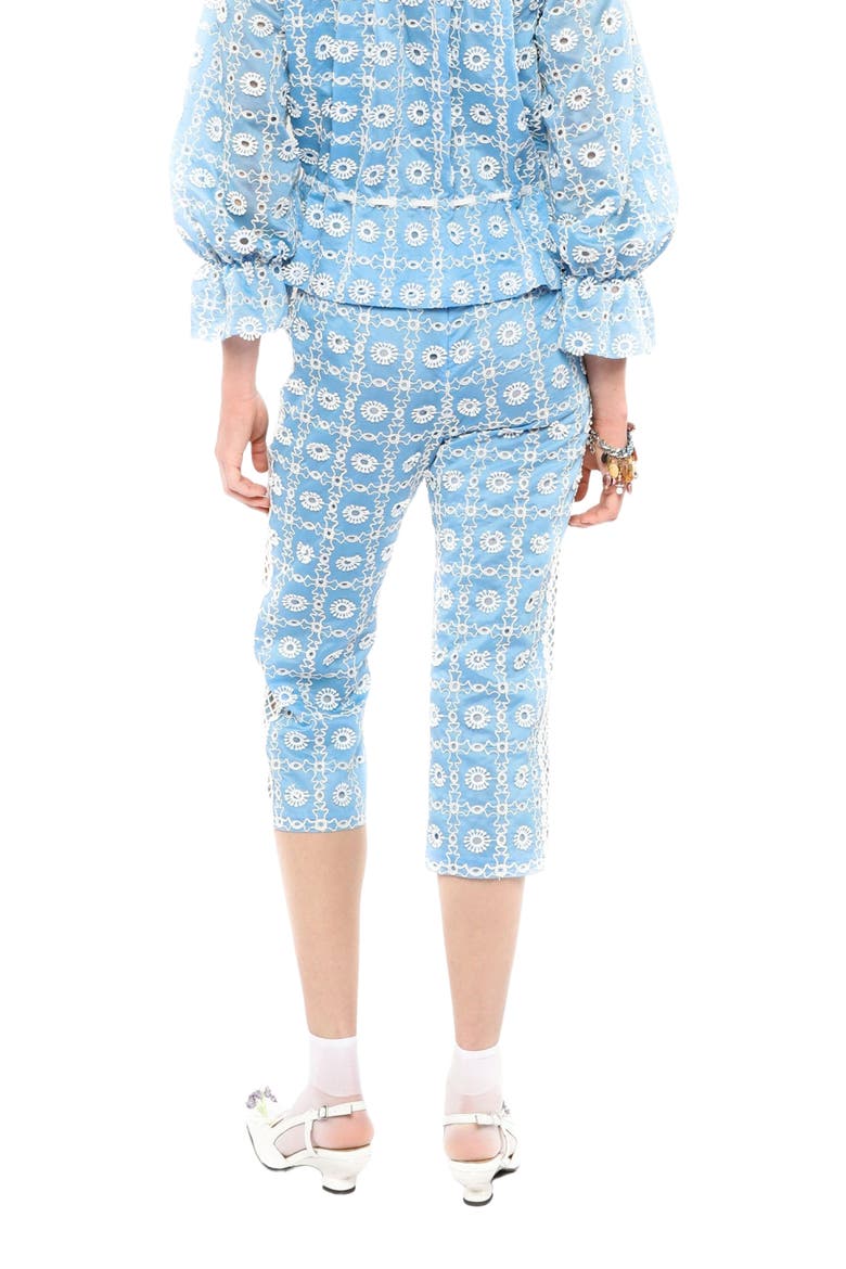 Lattice Lace Embroidery Capri Pants, Alternate, color, BABY BLUE