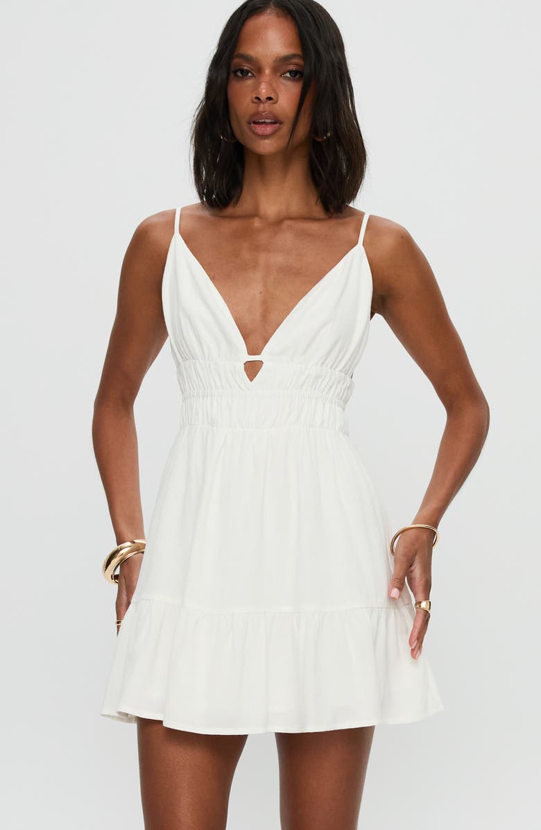 Princess Polly Elpida Plung Neck Minidress, Alternate, color, White