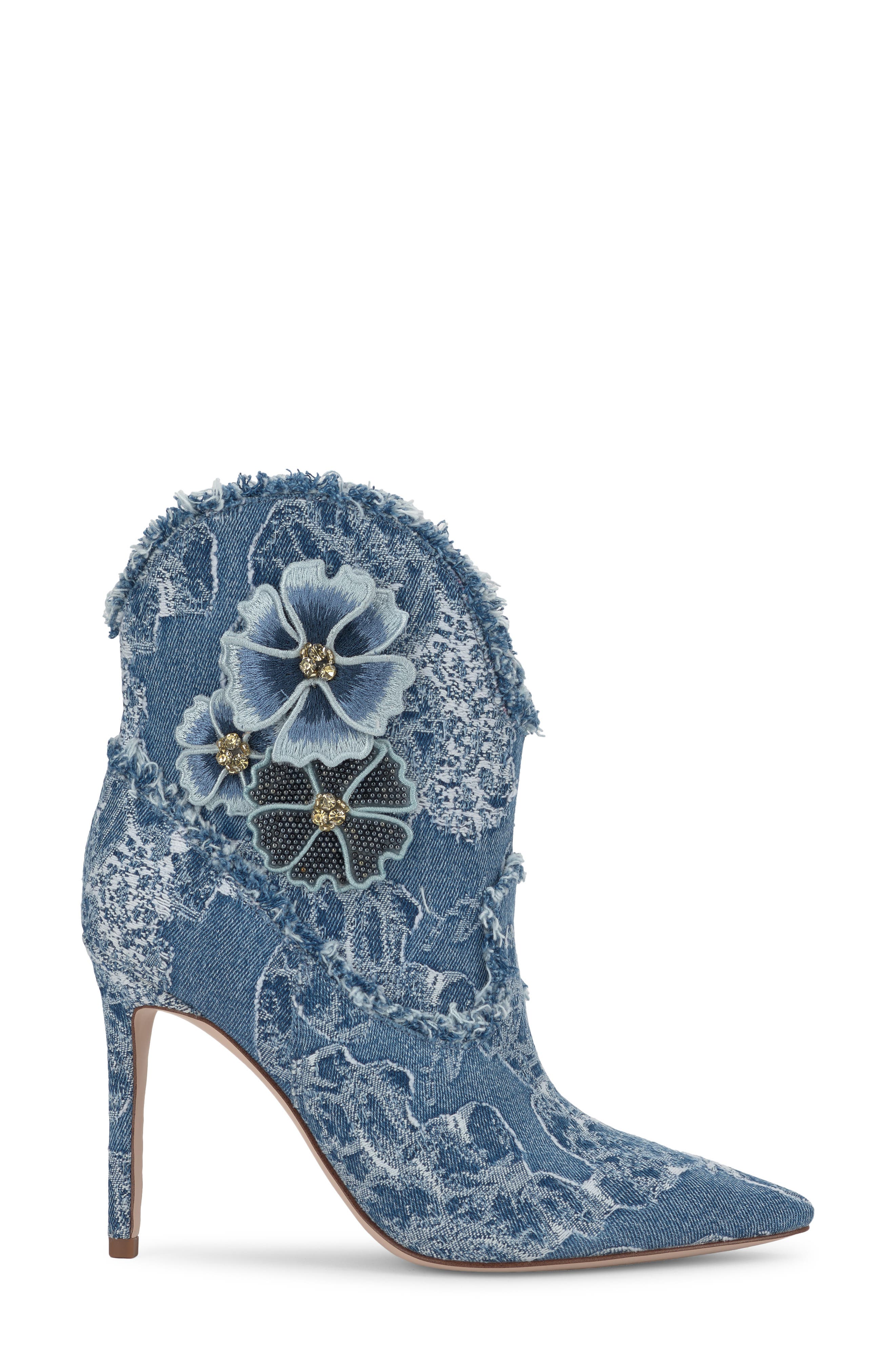 Jessica Simpson Plitee Pointed Toe Bootie, Alternate, color, Medium Blue