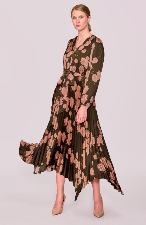 Melloday Pleated Asymmetrical Maxi Dress In Brown