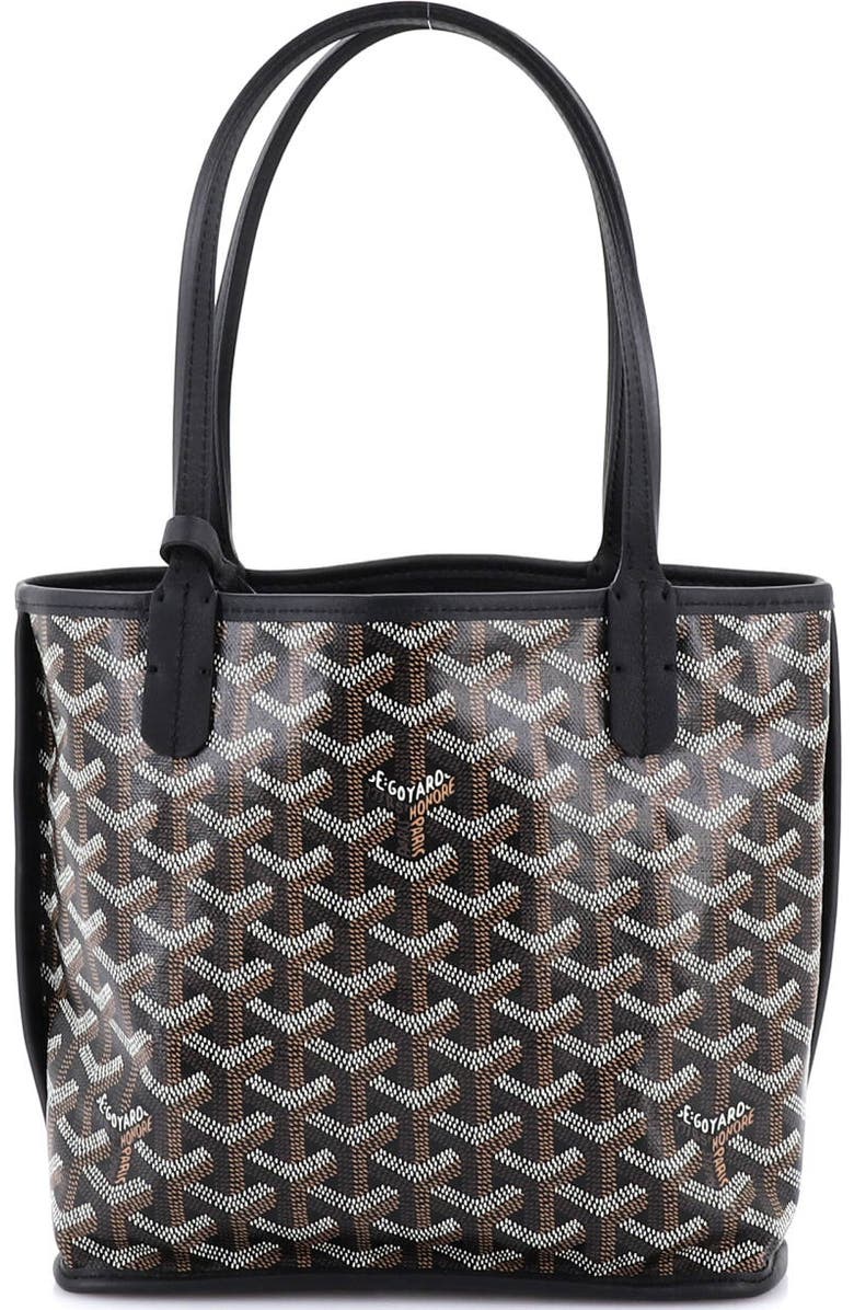 Pre-Owned Goyard Anjou Reversible Tote Coated Canvas Mini, Main, color, Black