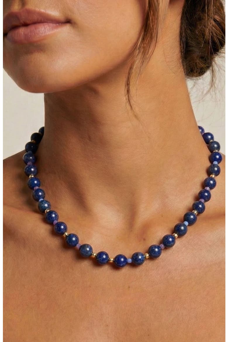 Dot Necklace Lapis, Alternate, color, Blue