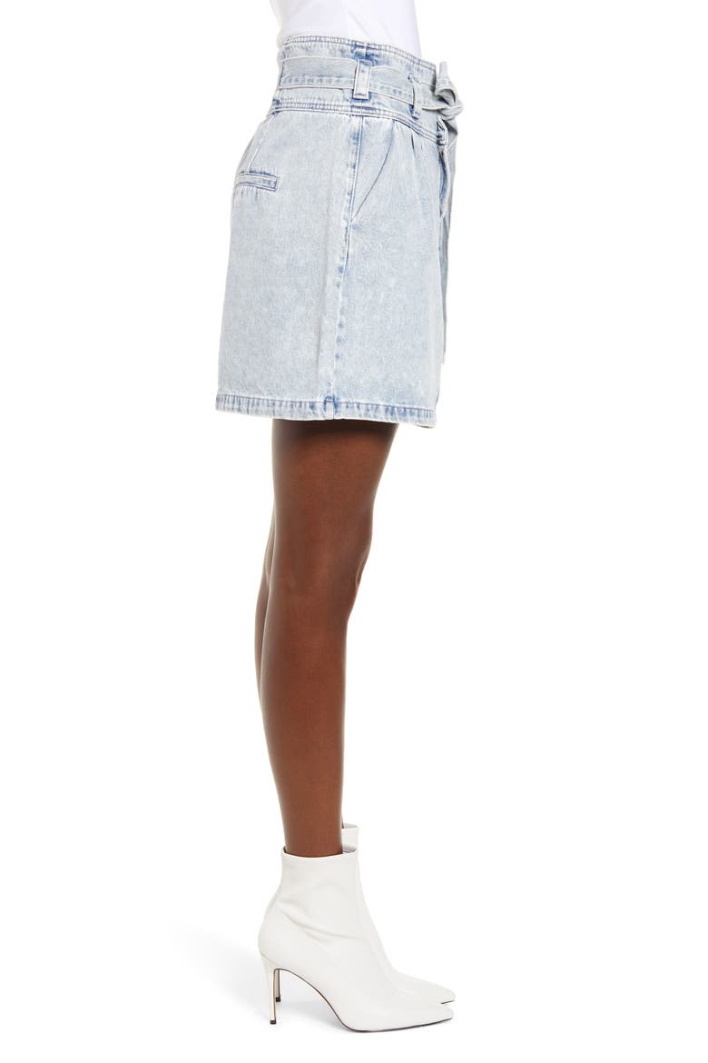 Tie Waist Denim Skirt, Alternate, color, LIGHT BLUE DENIM