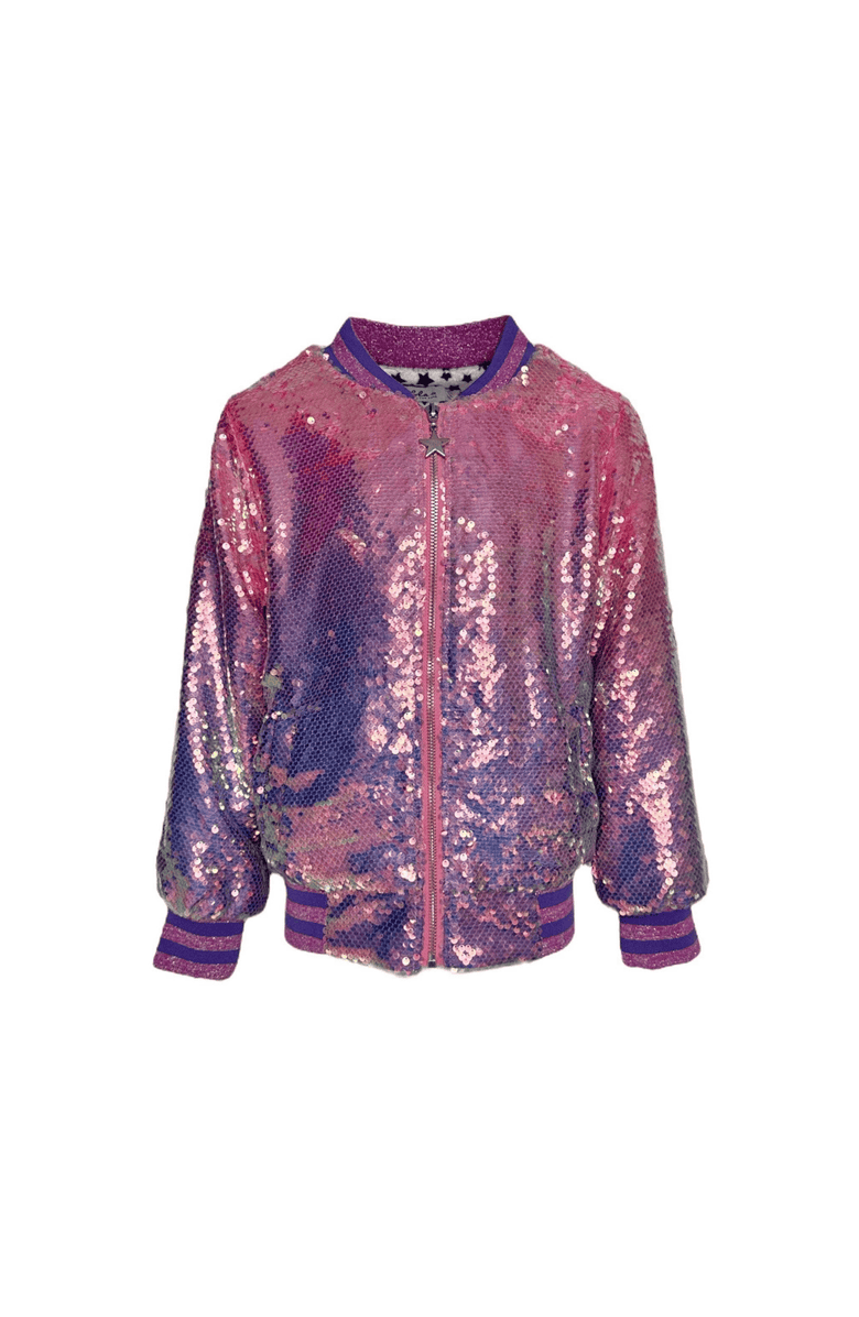 Lola + The Boys Women's  Haze Sequin Bomber, Main, color, Purple