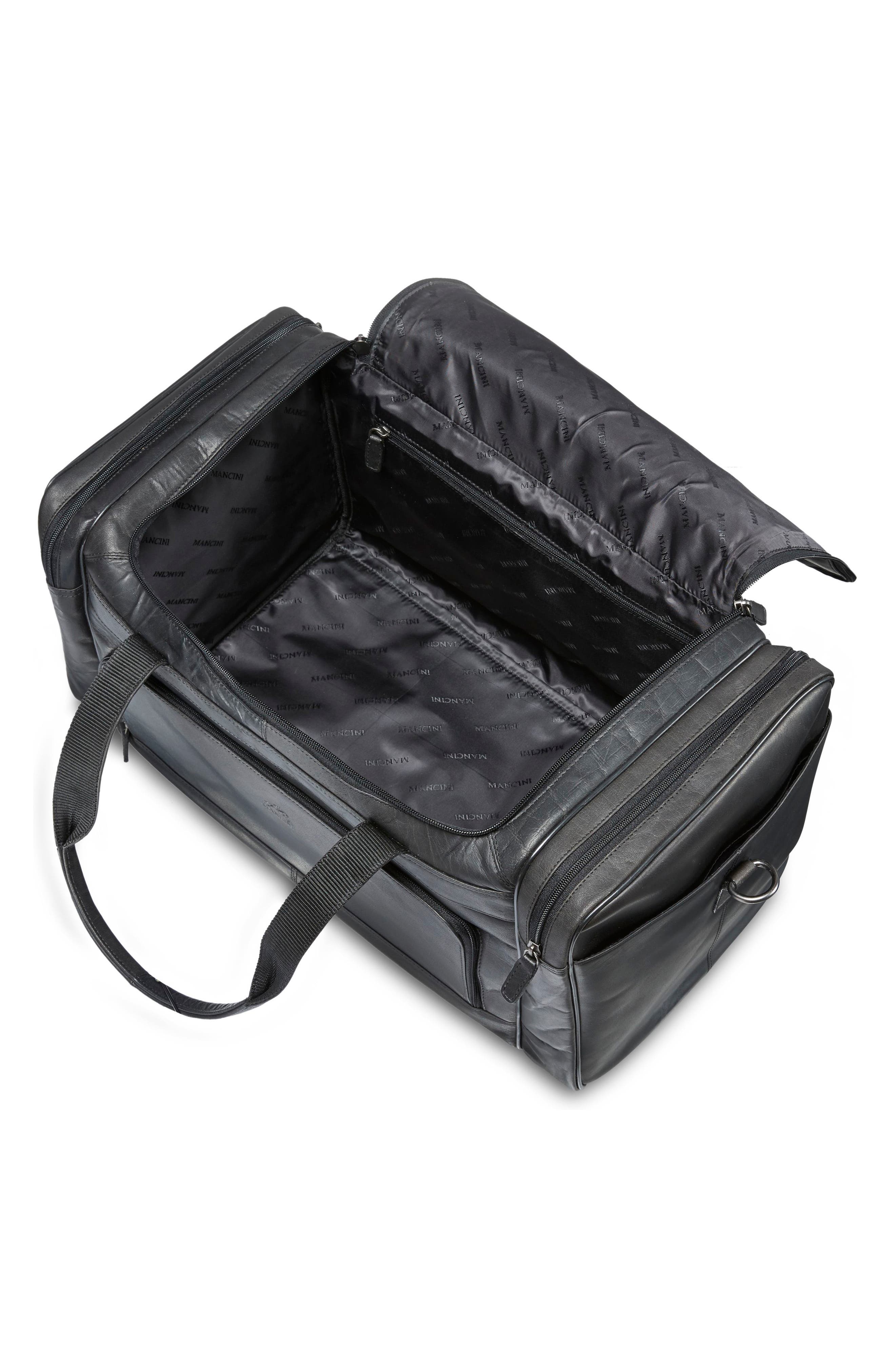 Mancini Carry-On Leather Duffle Bag, Alternate, color, Black