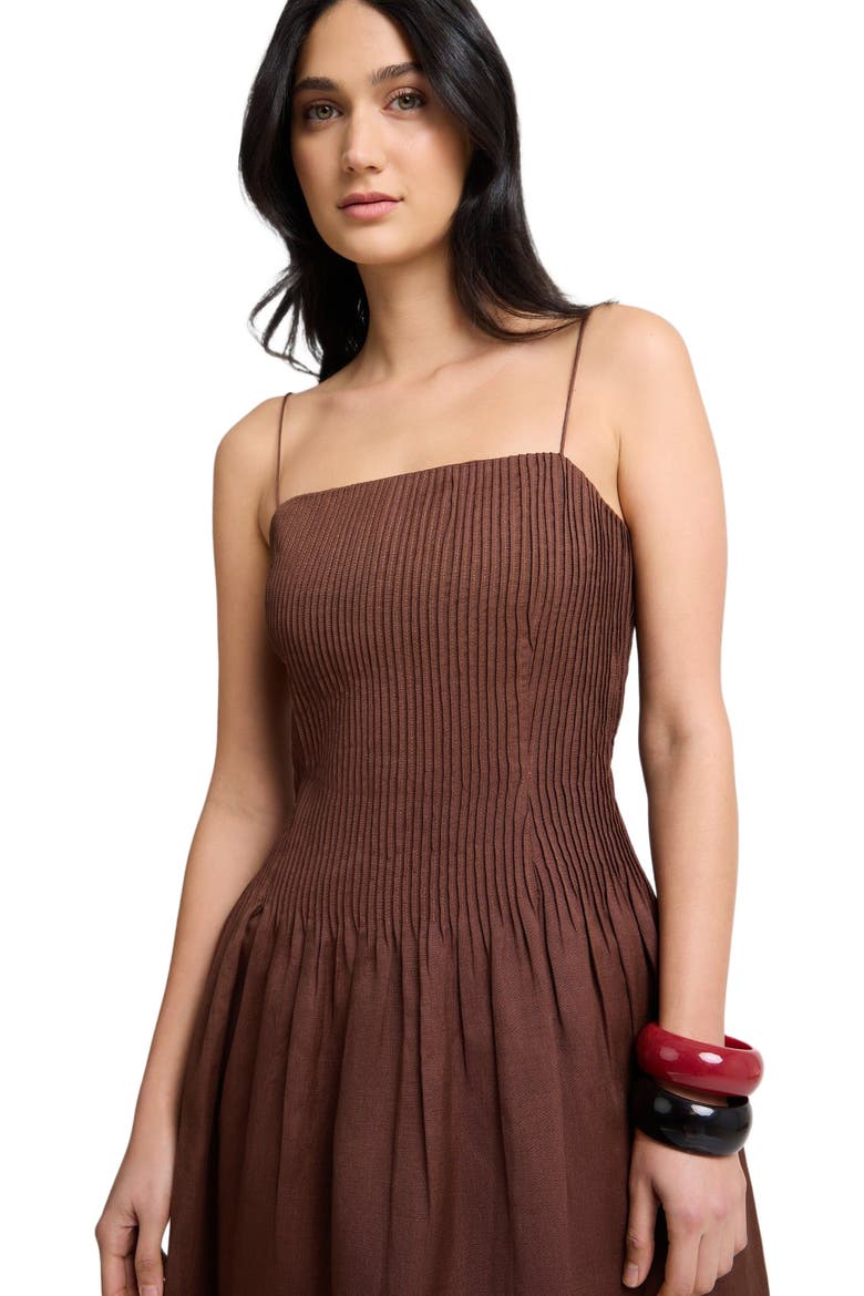 Dropped Waist Pintuck Dress, Alternate, color, Brown