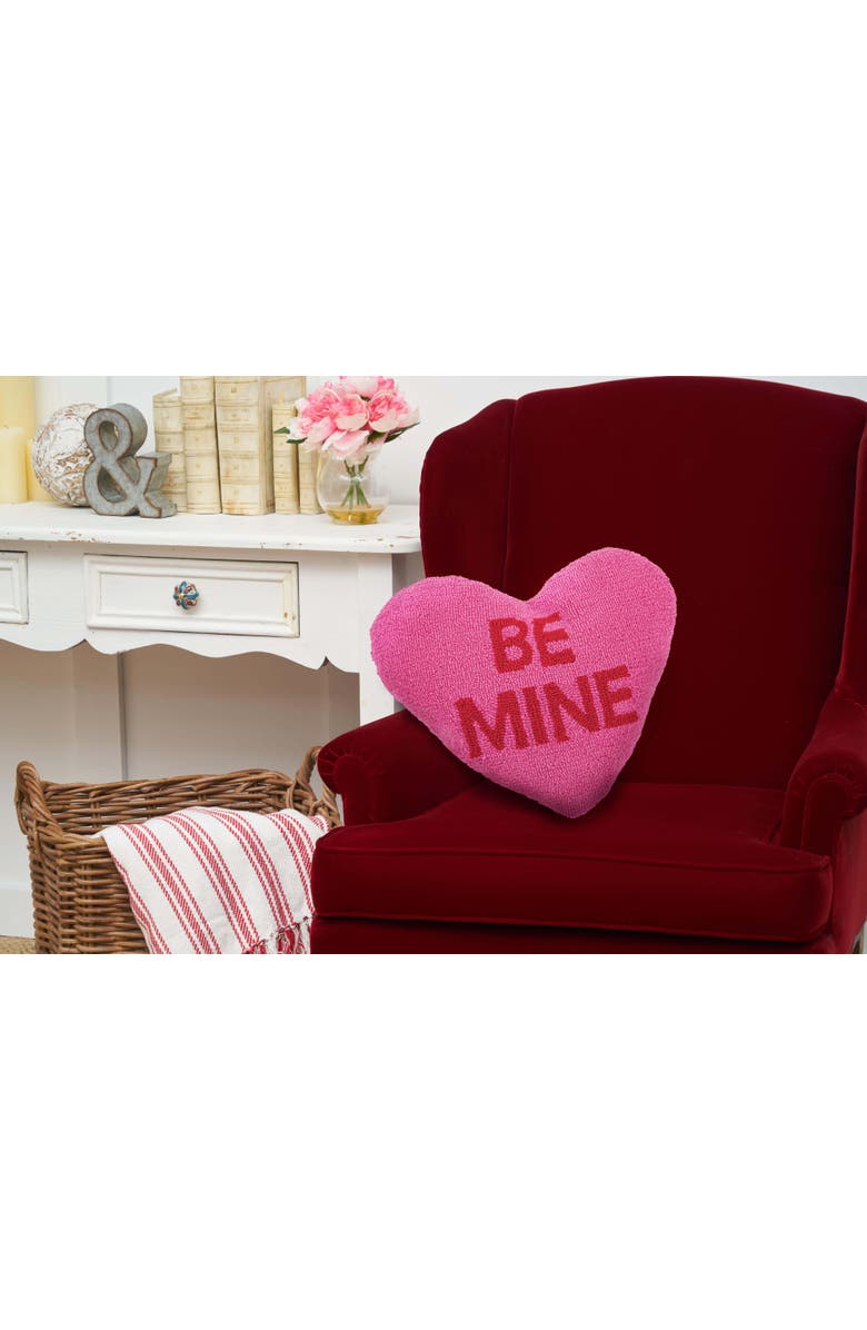 C&F Home "BE MINE" Heart Valentine's Day Hooked Accent Throw Pillow 15" x 17", Alternate, color, Pink