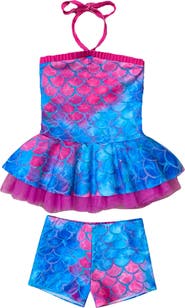 Mia Belle Girls Swim With Mermaids Tulle Two Piece Swimsuit