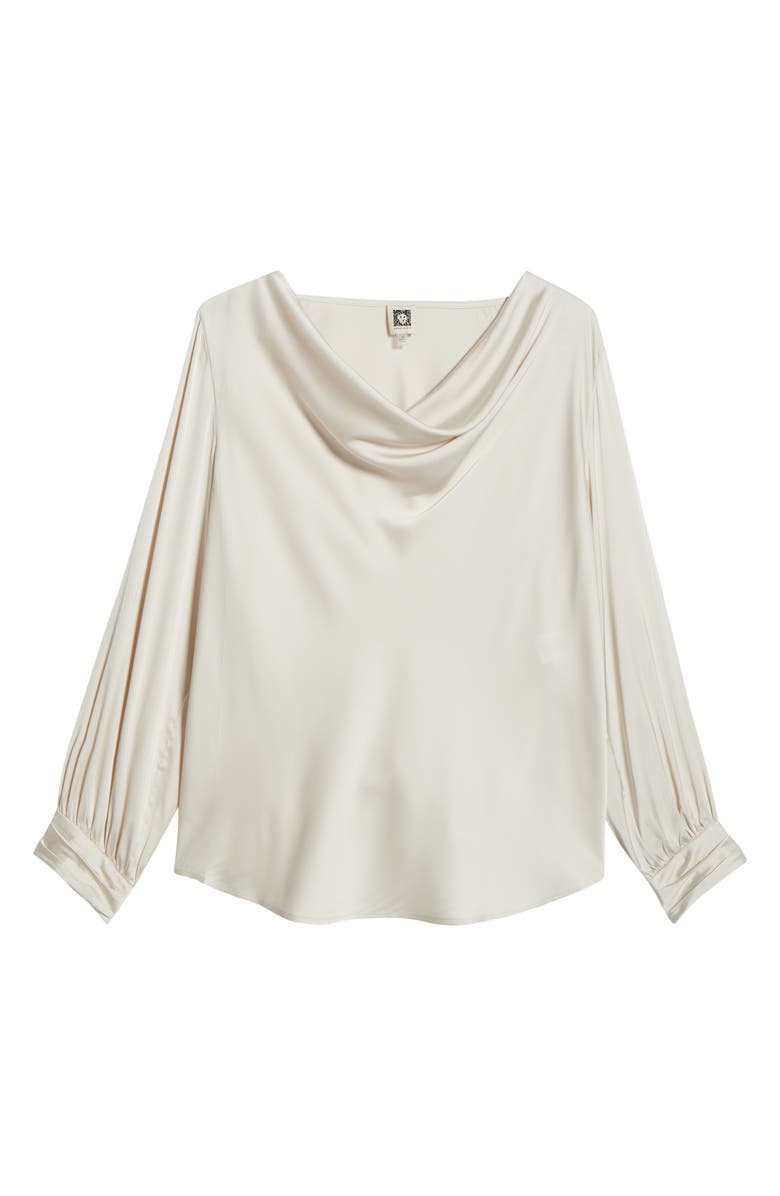 Anne Klein Drape Neck Top, Alternate, color, Soft Birch