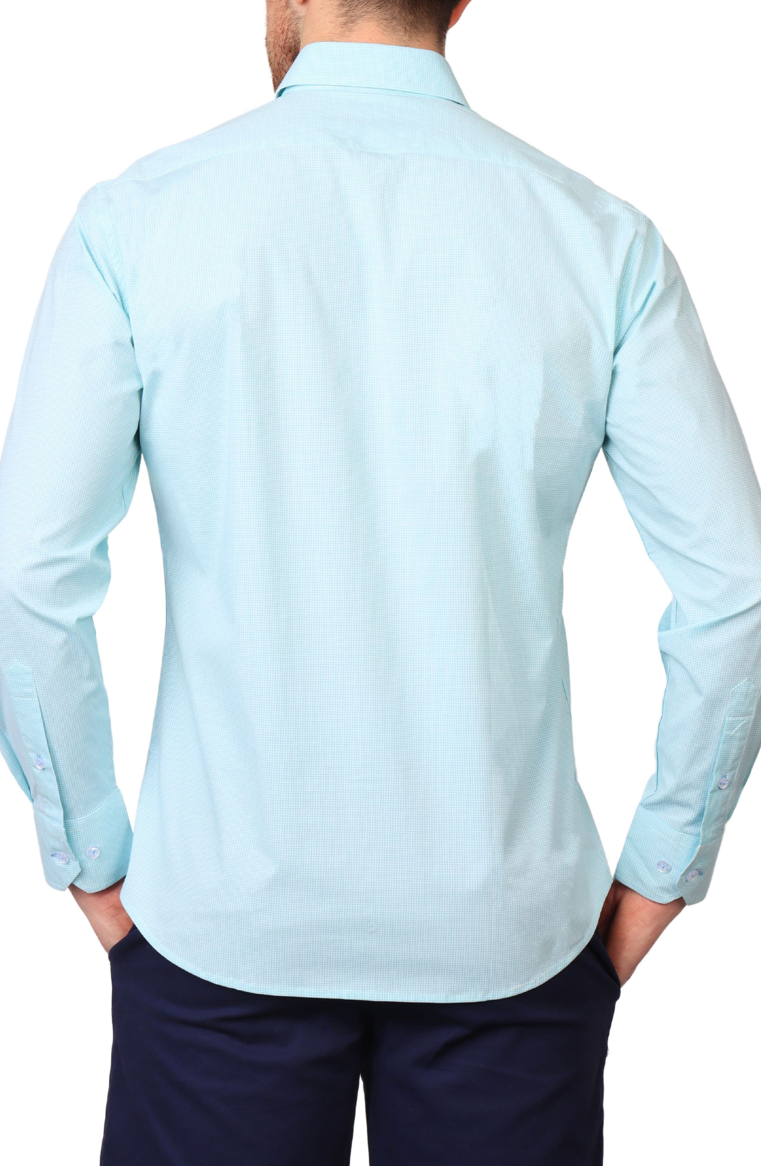 Micro Gingham Stretch Cotton Button-Up Shirt - image 4