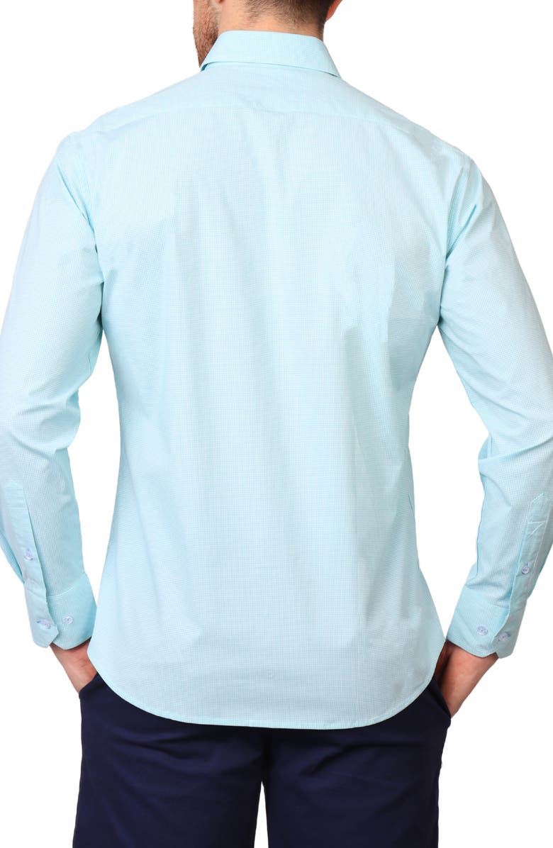 TailorByrd Micro Gingham Stretch Cotton Button-Up Shirt, Alternate, color, Seafoam