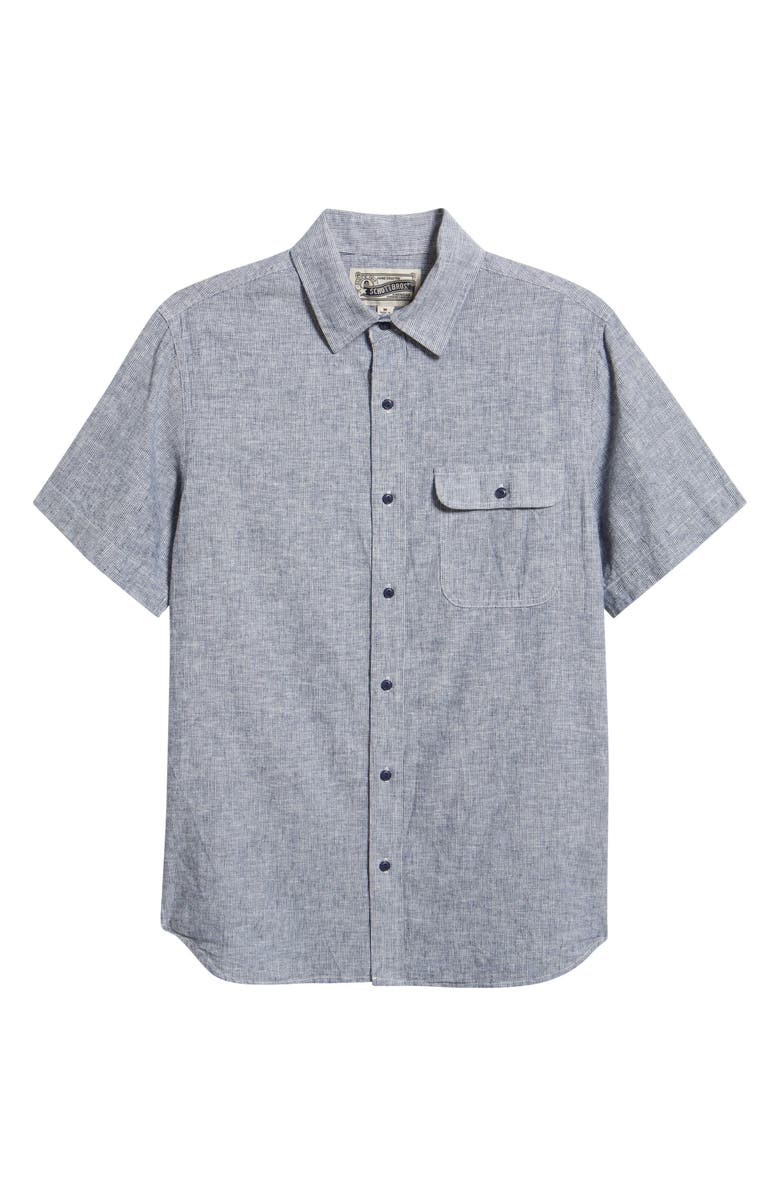 Schott NYC Linen & Cotton Button-Up Work Shirt, Alternate, color, Ticking Cloth