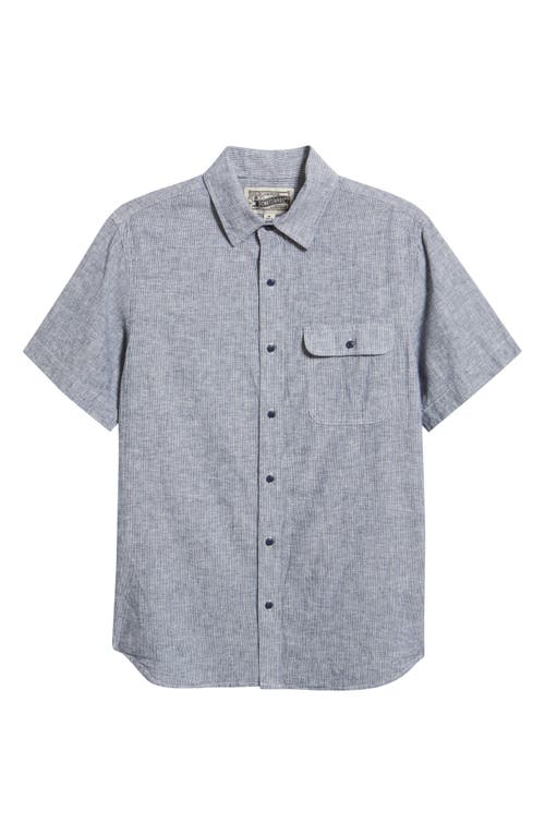 Schott Nyc Linen & Cotton Button-up Work Shirt In Blue
