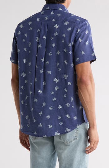 Short Sleeve Linen & Cotton Button-Up Shirt