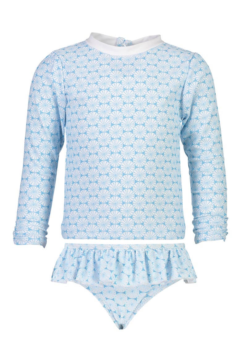 Two-Piece Rashguard Swimsuit, Main, color, AQUA WHITE