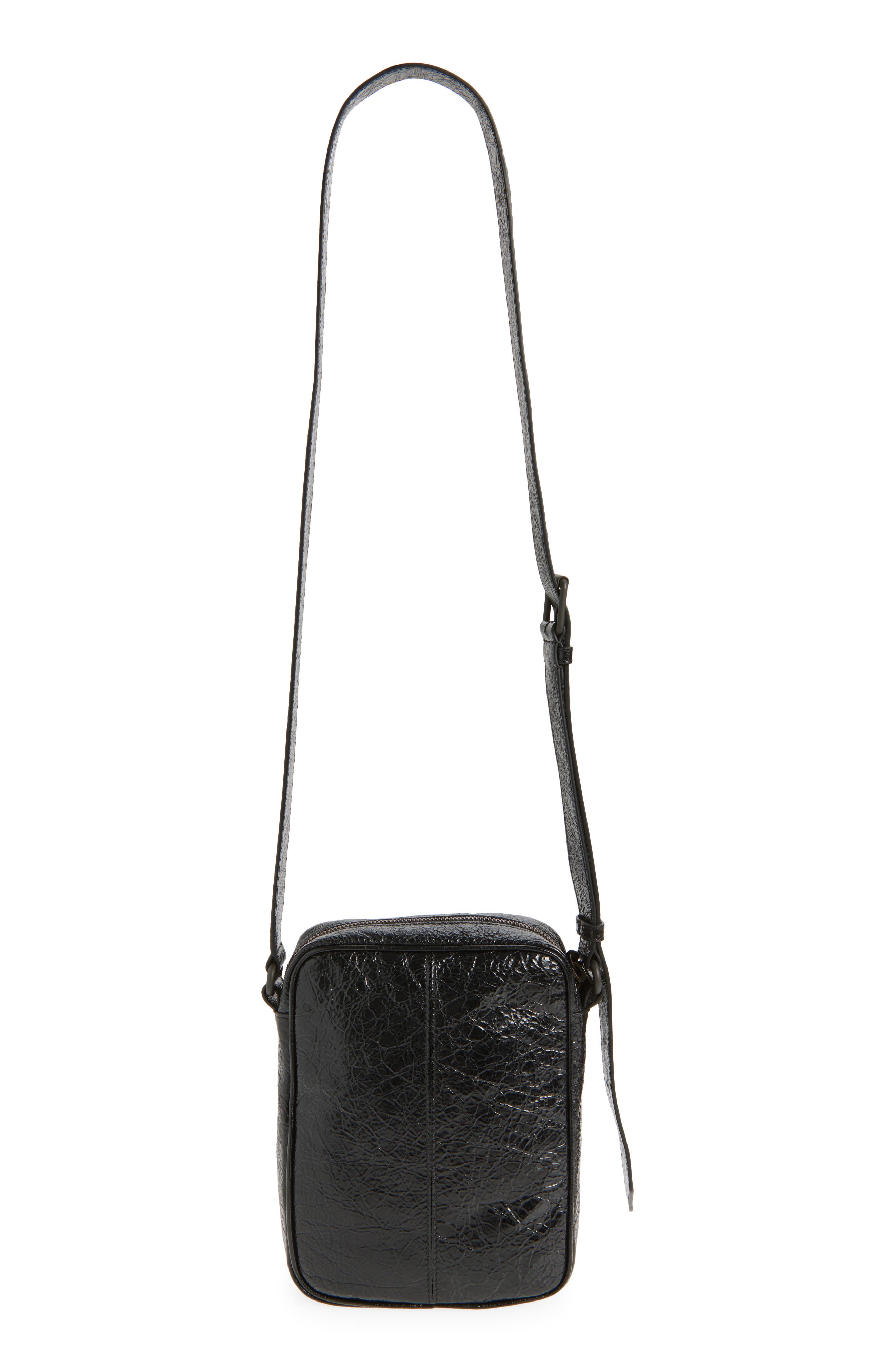 Balenciaga Le City Vertical Arena Leather Crossbody Bag, Alternate, color, 1000 Black