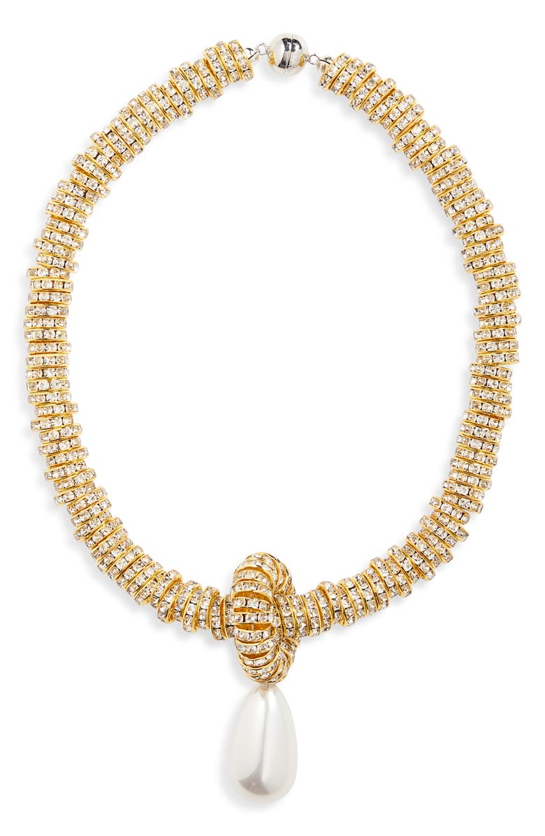 Julietta Faux Pearl Pendant Necklace, Main, color, 