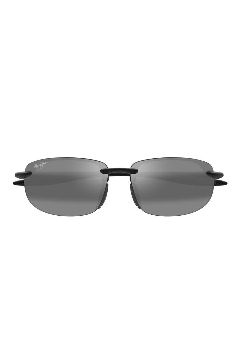 Ho'okipa Ultra Special Fit PolarizedPlus2® 60mm Rectangular Sunglasses, Main, color, BLACK