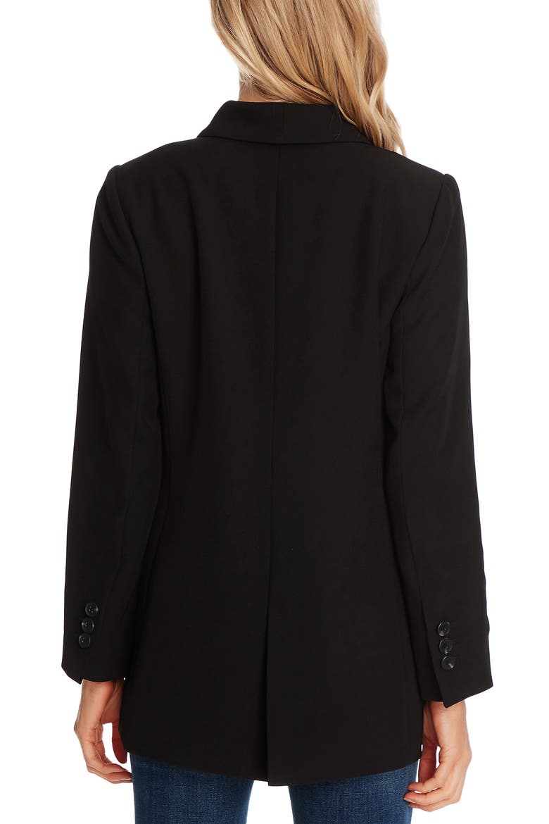 Double Breasted Twill Blazer, Alternate, color, RICH BLACK