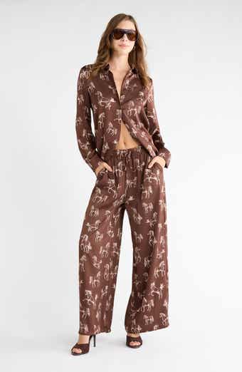 Horse Print Wide Leg Pants
