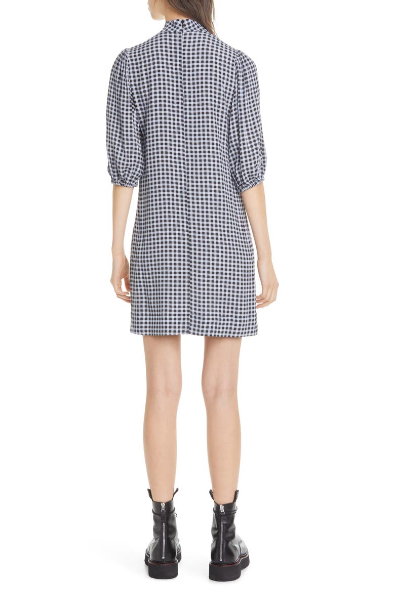 Gingham Puff Sleeve Shift Minidress, Alternate, color, BRUNNERA BLUE
