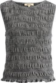 Madewell Smocked Bateau Neck Cotton & Linen Tank