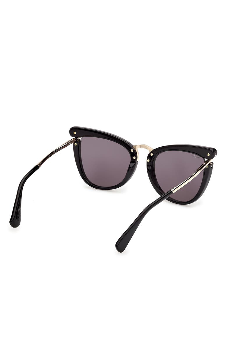 Max Mara 55mm Cat Eye Sunglasses, Alternate, color, Black / Pale Gold / Smoke