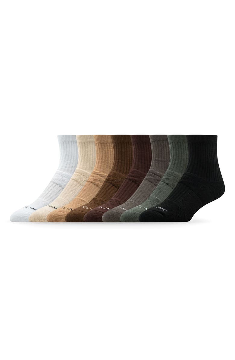 STRIDELINE 8-Pack Assorted Half Calf Socks, Main, color, Earth Tones Multi