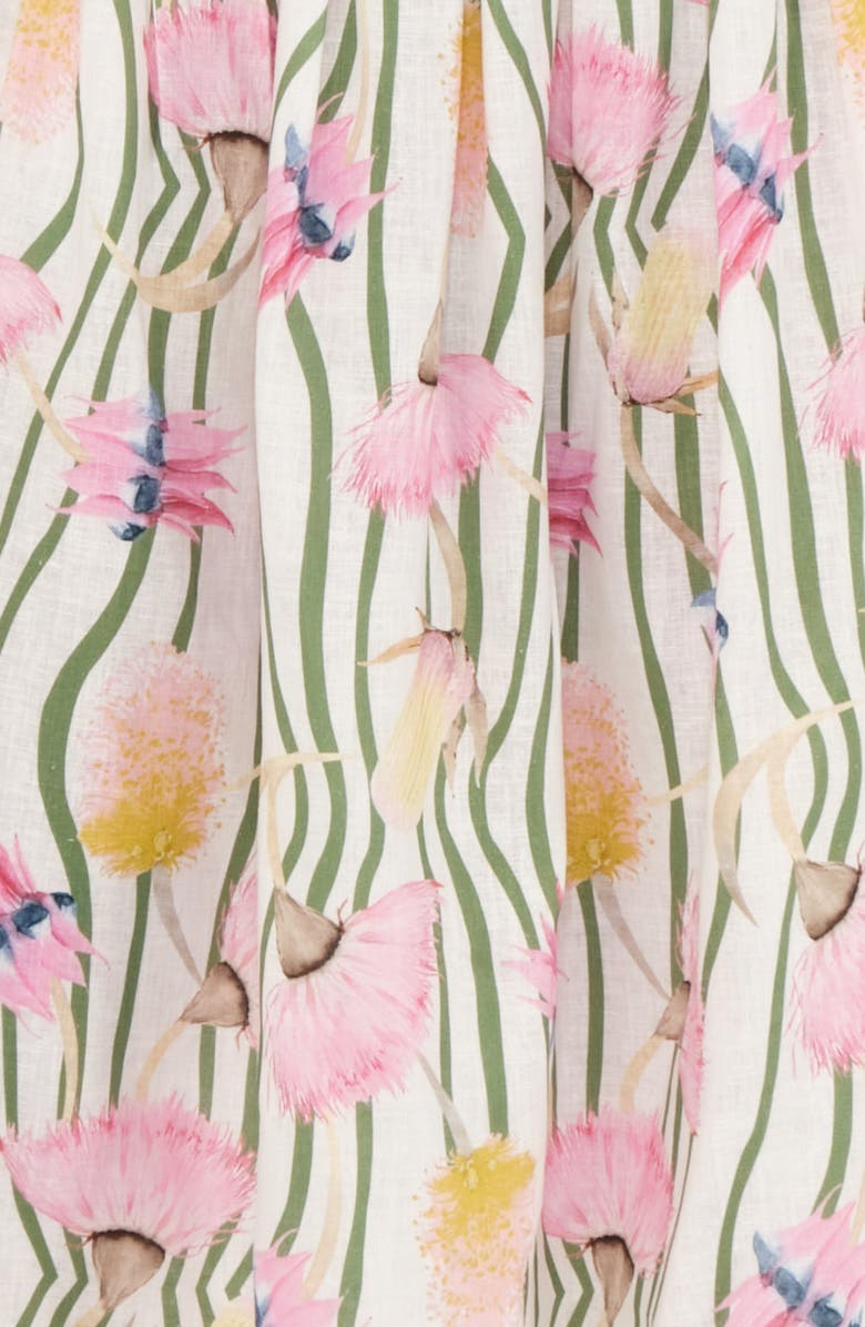 The Lulo Project The Reef Print Pleated Linen & Cotton Maxi Skirt, Alternate, color, Aussie Desert Flowers