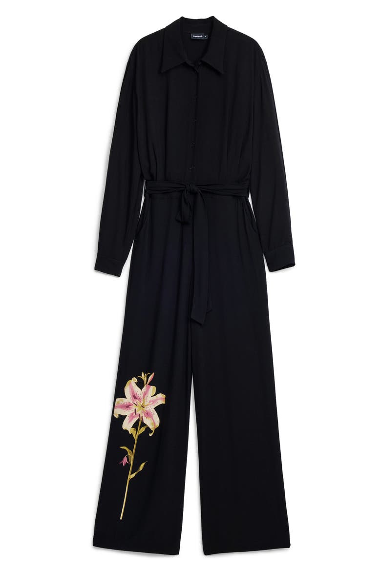 Lirio Floral Print Wide Leg Jumpsuit, Alternate, color, BLACK