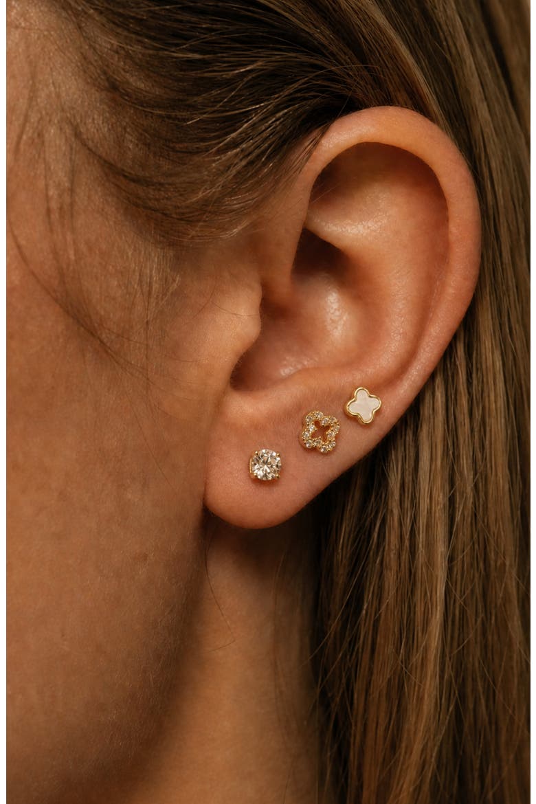 Clover Set of 3 Earrings, Alternate, color, GOLD