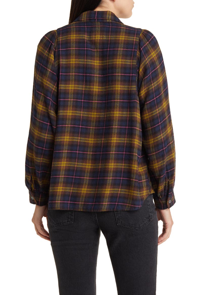 Lauren Plaid Button-Up Shirt, Alternate, color, NAVY HAZELNUT PINK