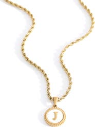 Mint & Lily Mother of Pearl Disc Letter with Rope Chain Necklace