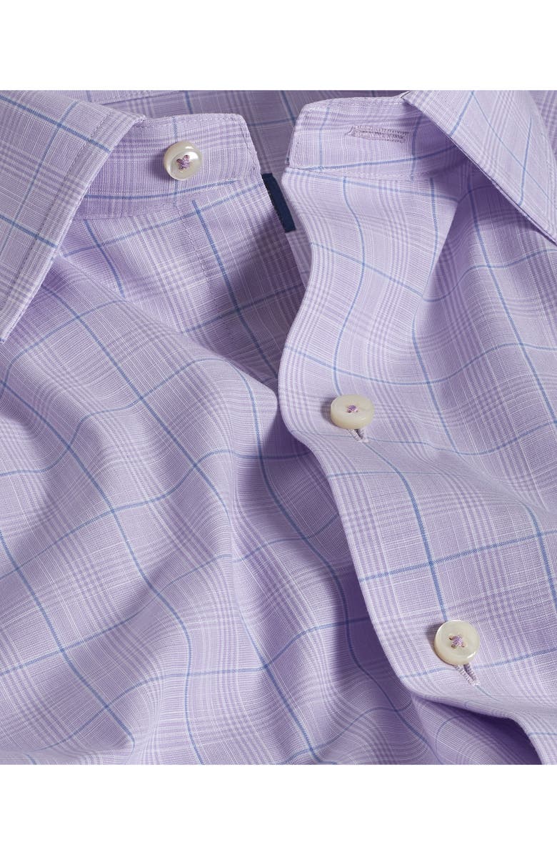 David Donahue Plaid Pima Cotton Dobby Sport Shirt, Alternate, color, Lilac