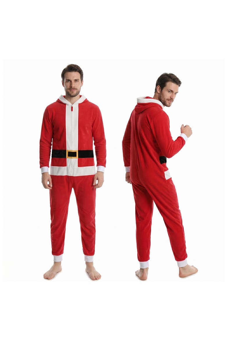 Santa Claus Novelty Fleece Onesie, Alternate, color, SANTA CLAUS