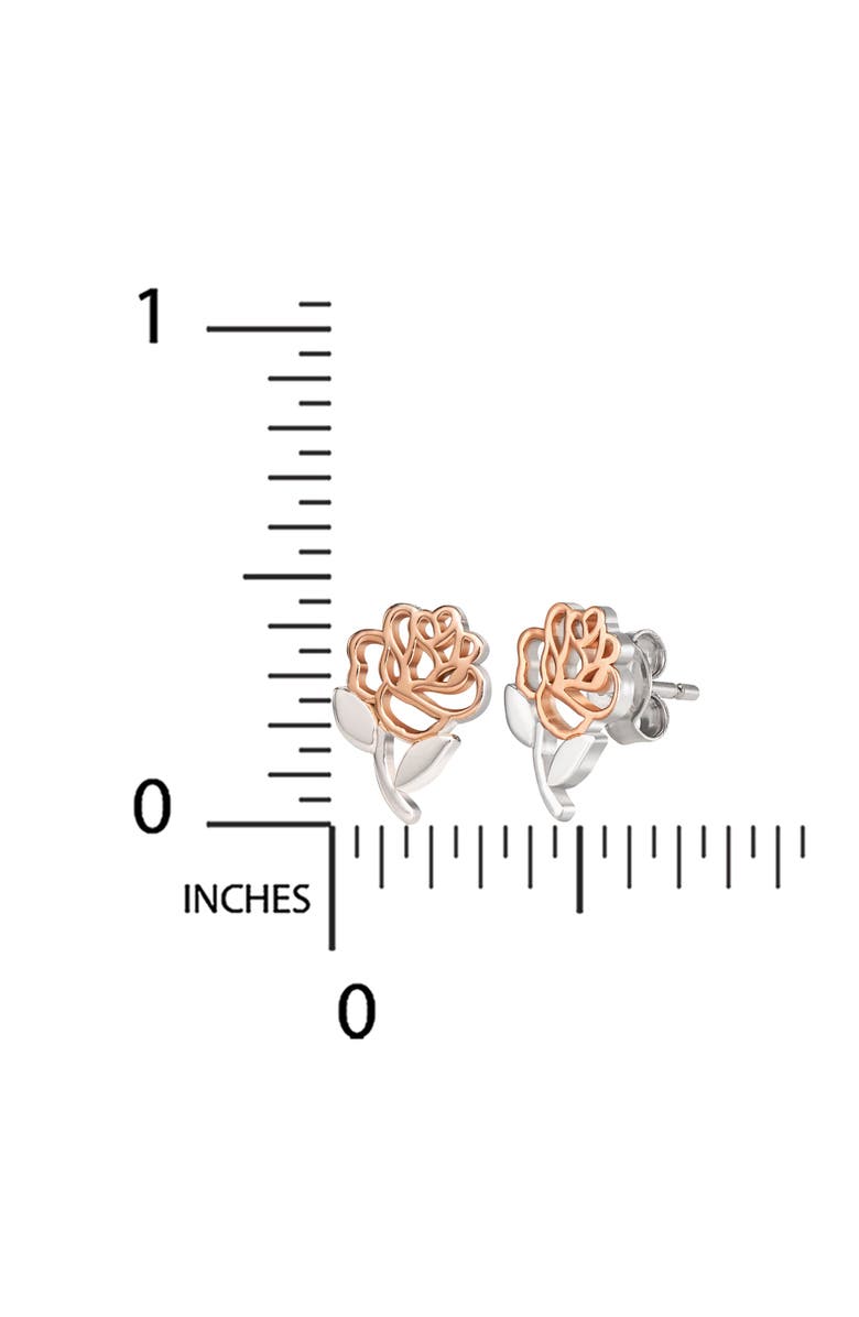Disney Beauty and the Beast Rose Earrings, Alternate, color, Silver, Rose Gold