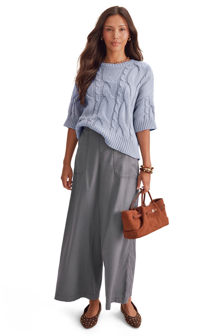 Rhiannon Cable Knit Sweater, Alternate, color, BLUE MIST