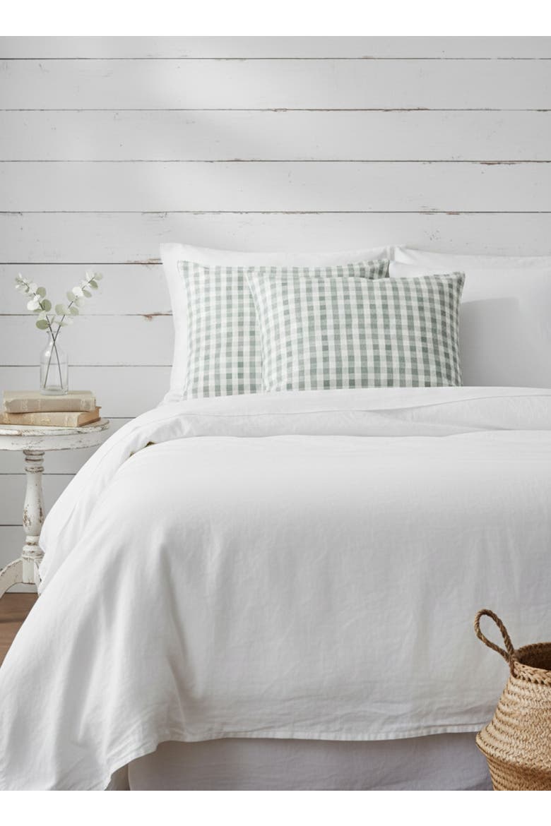 Gingham Linen Euro Pillow Cover Only, Alternate, color, Sage Green